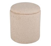 Paris Prix Pouf Coffre Tissu Bouclette Limpen 40cm Beige