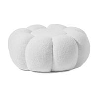 Paris Prix Pouf Design Fleur Bouclette 61cm Blanc