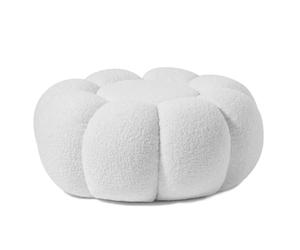 Paris Prix Pouf Design Fleur Bouclette 61cm Blanc