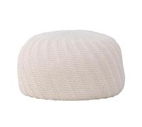 Paris Prix Pouf Effet Crochet Ted 60cm Blanc Cassé