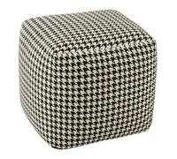 Paris Prix Pouf Pied-de-Poule Joshua 45cm Noir & Blanc