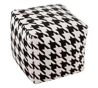 Paris Prix Pouf Pied-de-Poule Large Joshua 45cm Noir & Blanc