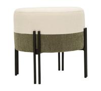 Paris Prix Pouf Rond Design Duo 44cm Crème & Vert