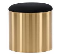 Paris Prix Pouf Rond Design Puff 46cm Noir & Or