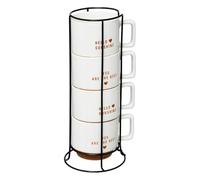 Paris Prix Secret de Gourmet - Lot de 4 Mugs sur Rack Hello 30cl Blanc