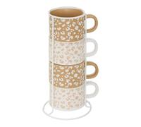 Paris Prix Secret de Gourmet - Lot de 4 Mugs sur Rack Leopardi 20cl Multicolore