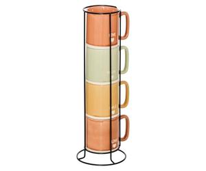Paris Prix Secret de Gourmet - Lot de 4 Mugs sur Rack Relax 34cl Multicolore