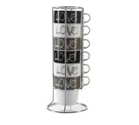 Paris Prix Secret de Gourmet - Lot de 6 Mugs Avec Rack Love 26cl Beige