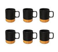 Paris Prix Secret de Gourmet - Lot de 6 Mugs Ronds Modern Wood 43cl Noir