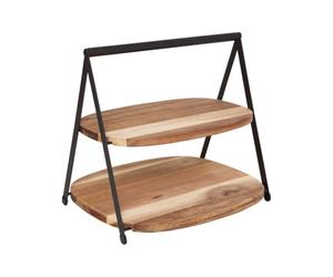 Paris Prix Secret de Gourmet - Serviteur 2 Étages en Bois Mina 27cm Marron