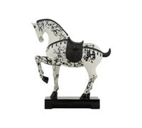 Paris Prix Statuette Cheval sur Socle Mei 34cm Blanc & Noir