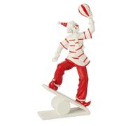 Paris Prix Statuette Clown Équilibriste 27cm Blanc & Rouge
