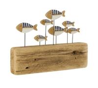 Paris Prix Statuette Déco en Bois Banc de Poissons 30cm Bleu