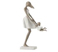 Paris Prix Statuette Déco Mère avec sa Fille 31cm Blanc