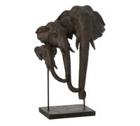Paris Prix Statuette Famille d'Éléphant Afrique 43cm Marron Foncé