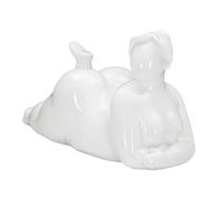Paris Prix Statuette Femme Couchée en Résine Yoga 32cm Blanc