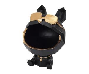 Paris Prix Statuette & Vide-Poche Chien à Lunettes 23cm Noir
