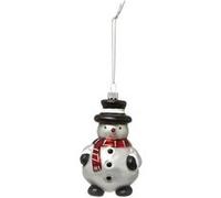 Paris Prix - Sujet De Noël Bonhomme De Neige soir 10cm Blanc Blanc
