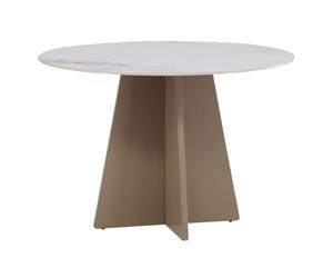 Paris Prix Table à Manger en Pierre Frittée Bootcut 110cm Beige