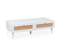 Paris Prix Table Basse Cannage en Rotin Lesa 120cm Blanc