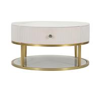 Paris Prix Table Basse Effet Marbre Montpellier 75cm Crème & Or