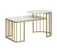 Paris Prix Table Basse en Marbre Ankara 90cm Blanc & Or
