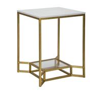 Paris Prix Table d'Appoint Design Eva 60cm Blanc & Or