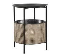 Paris Prix Table d'Appoint Effet Cannage Osaka 50cm Noir & Naturel