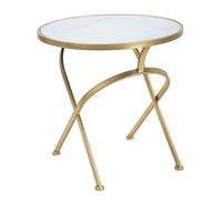 Paris Prix Table d'Appoint Effet Marbre Glam 50cm Blanc & Or