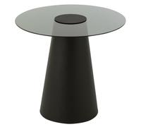 Paris Prix Table d'Appoint en Verre Flat Cap 60cm Noir