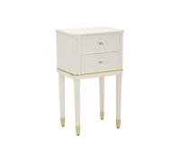 Paris Prix Table de Chevet 2 Tiroirs Camille 71cm Blanc & Or