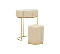 Paris Prix Table de Chevet avec Pouf Pok 70cm Crème & Or