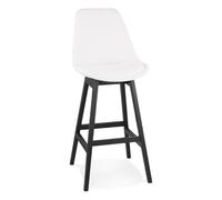 Paris Prix Tabouret de Bar en Tissu Lenard 112cm Blanc & Noir