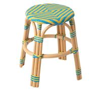 Paris Prix Tabouret en Rotin Geo 46cm Jaune & Bleu