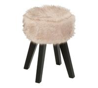 Paris Prix Tabouret Imitation Fourrure Bun 30cm Taupe