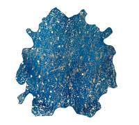 Paris Prix Tapis Peau de Vache Glam Bleu & Or Entre 1,35 et 1,65 m2