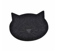Paris Prix Tapis Repas pour Chat Tête de Chat 43cm Noir