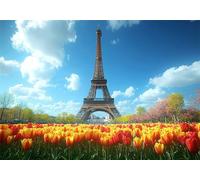 Paris Puzzle 2000 Pieces Adultes Printemps Puzzles Classiques Panorama Bois Difficile Impossible Geant Jigsaw Jeu éducatif Défi Jouet pour Enfants et Adulte dès 14 Ans Cadeau Homme Femme P-852