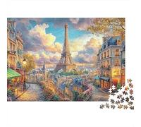 Paris rêve Puzzle en Carton Solide 1000 Pièces, Vue Rue Paris, Puzzle DIY, Jeu Éduchatif, Défi, Activité Amusante, Créativité 70x50cm/1000pcs