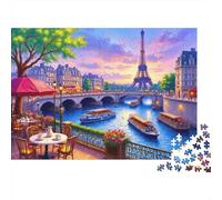 Paris River View 1000 pièces Puzzle Vue Café Rivière Paris Adulte Carton Décompression Éducatif Idée Cadeau