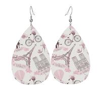 Paris Romantique Roses, Immeuble Et Fleurs Boucle D'Oreille Tendance Boucles D'Oreilles En Cuir Légères Pendantes Pour Décorations Femme