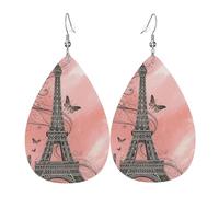 Paris Romantique, Tour Eiffel Et Papillon Boucle D'Oreille Légères Boucles D'Oreilles En Cuir Tendance Pendantes Pour Quotidien Femme
