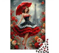 Paris Rose Dame 1000 Pièces Stock De Cartes Premium Jeu De Puzzle Amants De Famille Jeu De Famille Amusant Décoration Murale Pack De Valeur 38x26cm/1000pcs