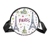 Paris Sac à bandoulière décontracté pour femme, sac de voyage multifonction léger avec bandoulière réglable, pour randonnée, shopping, usage quotidien, Multicolore 1, 7x1.8 in