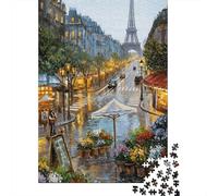 Paris Scène de Rue pluvieuse 1000 Pièce Carton Extra Épais Puzzle Classique Collecteurs Impossible Difficile Défi du Jeu Éducatif 70x50cm/1000pcs