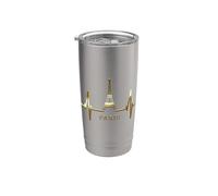 Paris Skyline Battement de Cœur I Love Tour Eiffel Amour Gobelet isotherme en acier inoxydable double paroi