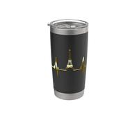 Paris Skyline Battement de Cœur I Love Tour Eiffel Amour Gobelet isotherme en acier inoxydable double paroi
