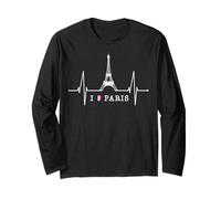 Paris Skyline Battement de Cœur I Love Tour Eiffel Amour Manche Longue