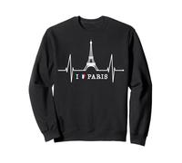 Paris Skyline Battement de Cœur I Love Tour Eiffel Amour Sweatshirt