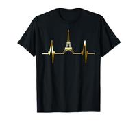 Paris Skyline Battement de Cœur I Love Tour Eiffel Amour T-Shirt